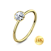 14K Gold Prong Set CZ Circular Nose Ring G14NSKR-687